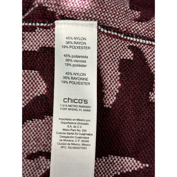 Chico’s Cardigan Jacket Sz 3 XL Black Ivory Stretch Polyester Contrast Scroll - Picture 11 of 15